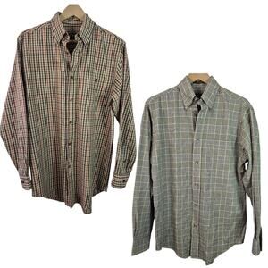 Orvis Cotton Wool Blend Black Cream Blue Rust PAIR Men's Button Down Shirts S